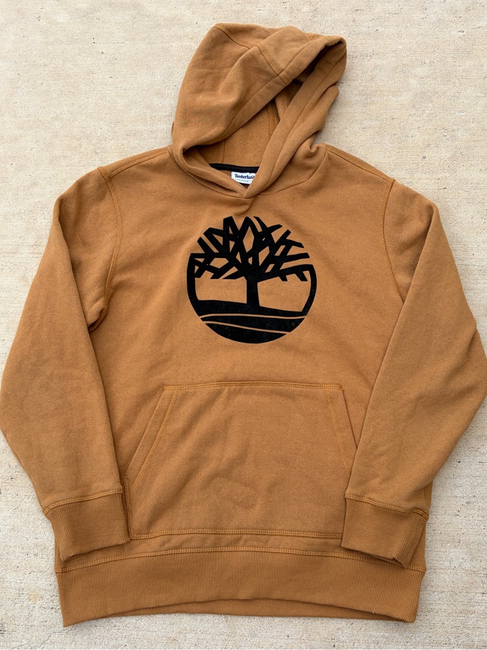 Timberland Caramel Brown Hooded Sweatshirt with Black Tree Logo